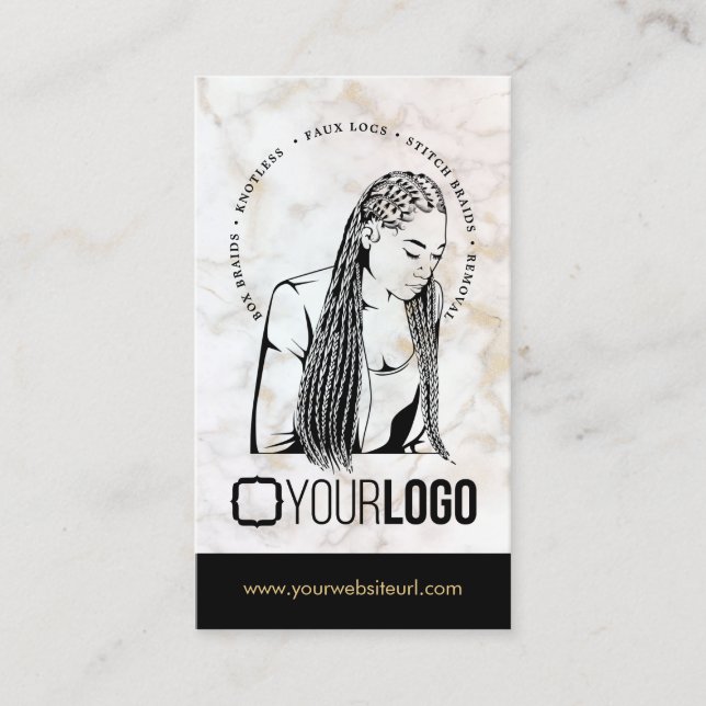 Carte De Visite Ajouter Logo Braiement de cheveux Salon Braid Styl (Devant)