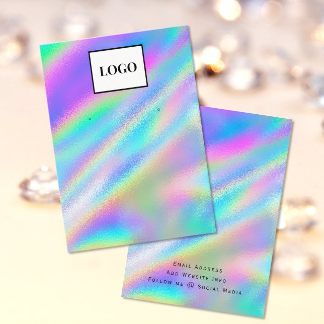 Carte De Visite Ajouter Logo Faux Holographique Eear Display Card (Créateur téléchargé)