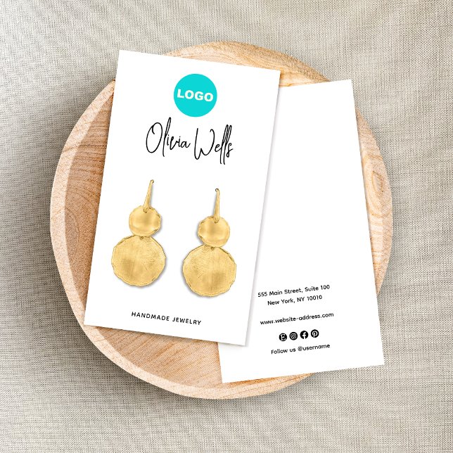 Carte De Visite Ajouter Logo Signature Script Bijoux à oreille bla (Créateur téléchargé)