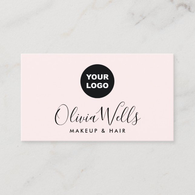 Carte De Visite Ajouter Logo Signature Script Light Pink Social Me (Devant)