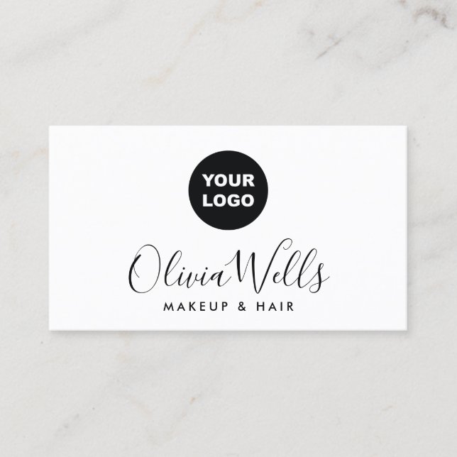 Carte De Visite Ajouter Logo Signature Script White Social Media (Devant)