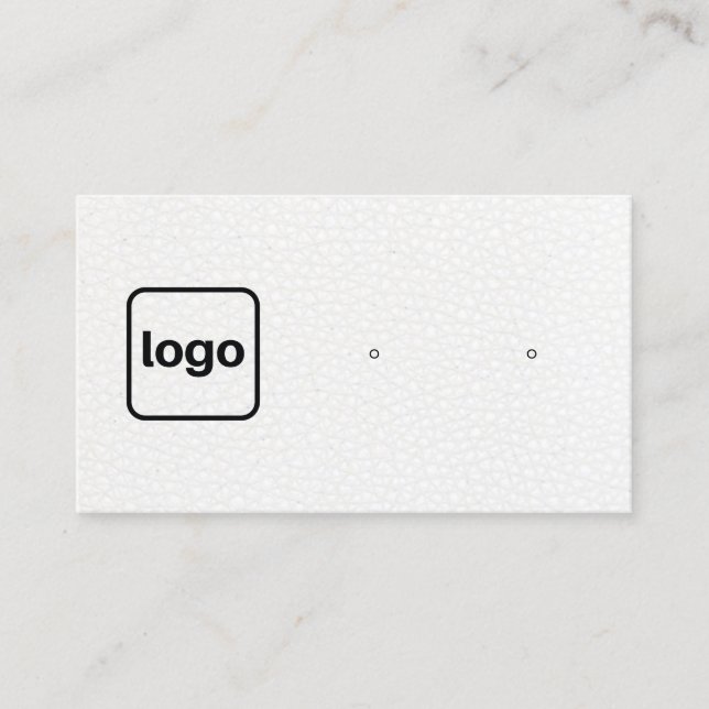 Carte De Visite Ajouter un logo en cuir blanc Écran d'oreille (Devant)