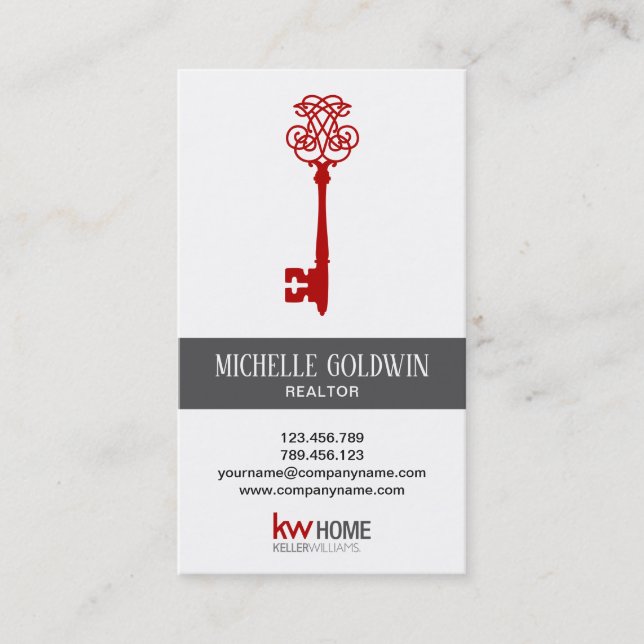 Carte De Visite Ajouter une photo Moderne Immobilier Realtor Key B (Devant)