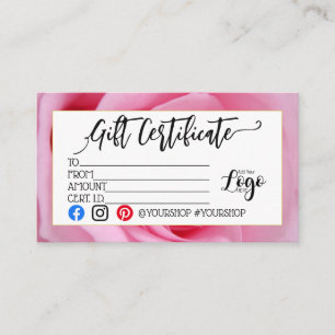 Carte De Visite AJOUTER VOTRE LOGO Marketing de chèques-cadeaux d'