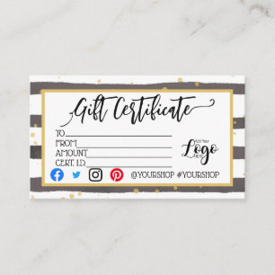 Carte De Visite AJOUTER VOTRE LOGO Marketing de chèques-cadeaux d'