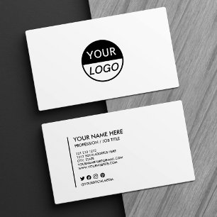 Carte De Visite Ajouter votre logo noir et blanc minimaliste