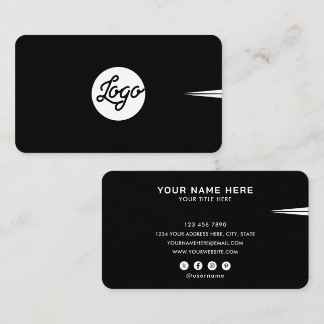 Carte De Visite Ajouter votre logo personnalisé Cercle professionn (Devant / Derrière)