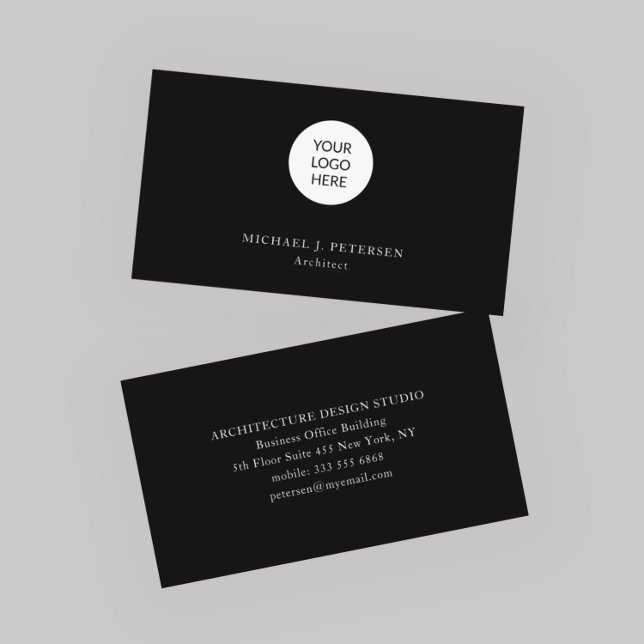 Carte De Visite Ajouter votre logo personnalisé simple professionn (Créateur téléchargé)