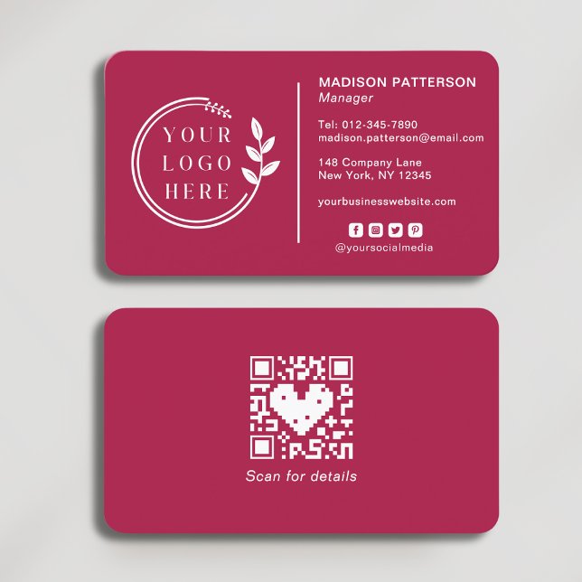 Carte De Visite Ajouter votre logo Social Media QR Code Entreprise (Créateur téléchargé)