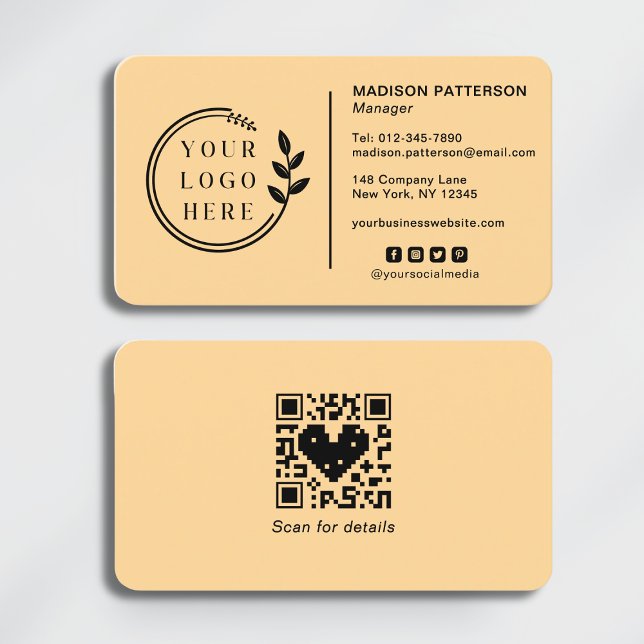 Carte De Visite Ajouter votre logo Social Media QR Code Entreprise (Créateur téléchargé)