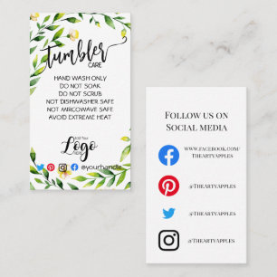 Carte De Visite AJOUTER VOTRE LOGO tumbler CARE vinyle botanique