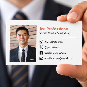 Carte De Visite Ajouter votre photo Médias sociaux Logo