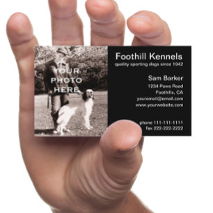 Carte De Visite Ajouter votre photo Simple noir avec du texte blan