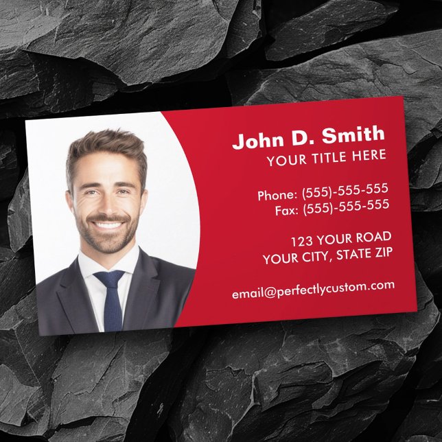 Carte De Visite Ajouter votre propre photo moderne professionnel r (Add your own photo modern professional red business card)