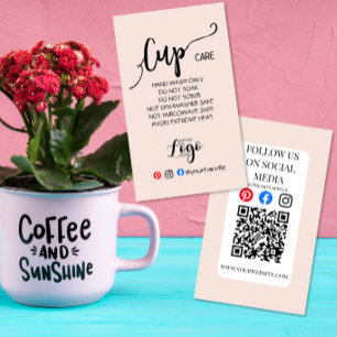 Carte De Visite AJOUTER VOTRE tasse LOGO CARE vinyl affaires blush
