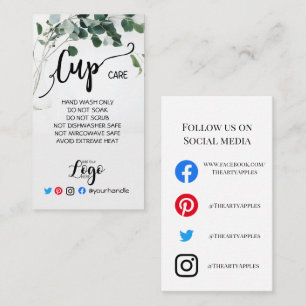 Carte De Visite AJOUTER VOTRE tasse LOGO SOINS vinyle eucalyptus