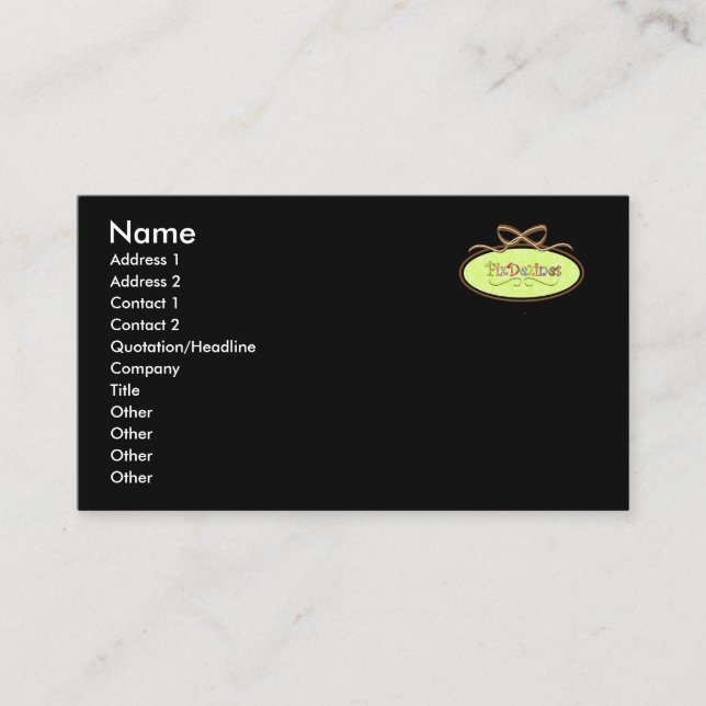 Carte De Visite Ajoutez simplement votre logo, noir, (Devant)