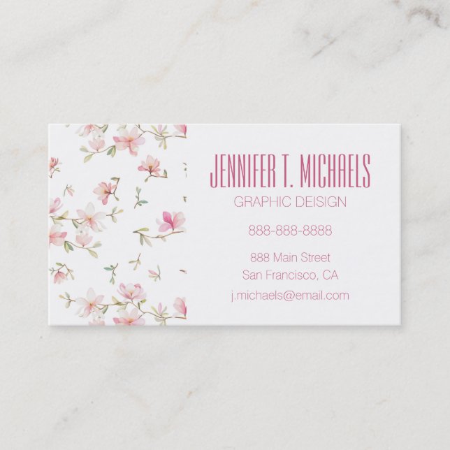 Carte De Visite Ajoutez votre fleur rose | molle nommée (Devant)