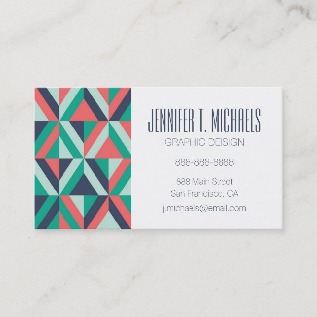 Carte De Visite Ajoutez votre géométrique moderne de la moitié du (Devant)