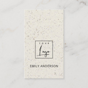 CARTE DE VISITE AJOUTEZ VOTRE LOGO MINIMAL DE TEXTURE TERRAZZO BLA