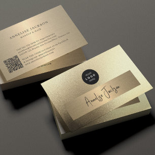 Carte De Visite Ajoutez votre logo parties scintillant en or QR CO
