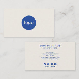 Carte De Visite Ajoutez Votre Logo Personnalisé Crème Et Bleu Prof