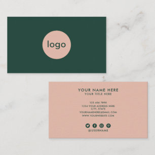 Carte De Visite Ajoutez Votre Logo Personnalisé Vert Et Rose Profe