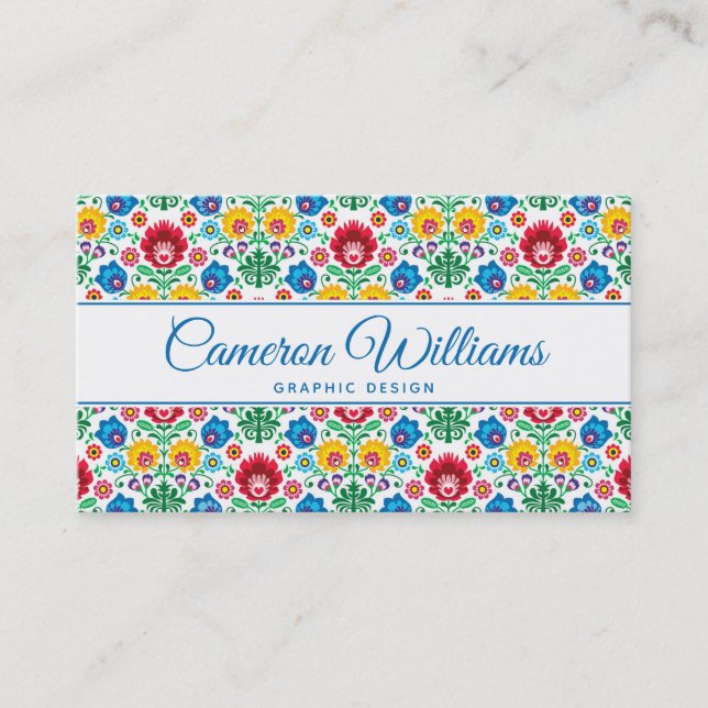 Carte De Visite Ajoutez votre motif | floral nommé d'art populaire (Devant)