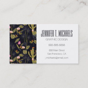 Carte De Visite Ajoutez votre motif foncé nommé de cactus de
