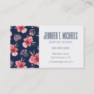 Carte De Visite Ajoutez votre motif rose   foncé nommé d'aquarelle