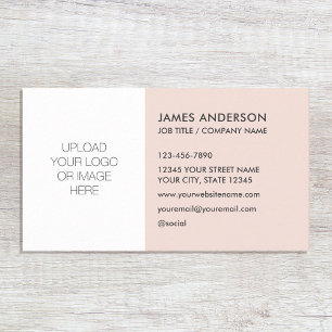 Carte De Visite Ajoutez Votre Propre Logo Moderne Minimaliste Rose