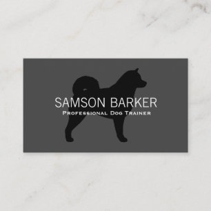 Carte De Visite Alaskien Malamute Chien Silhouette noir sur gris