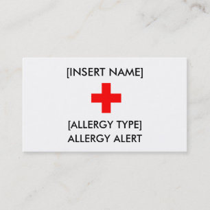 Carte De Visite Alerte allergique ID/I.C.E.Carte