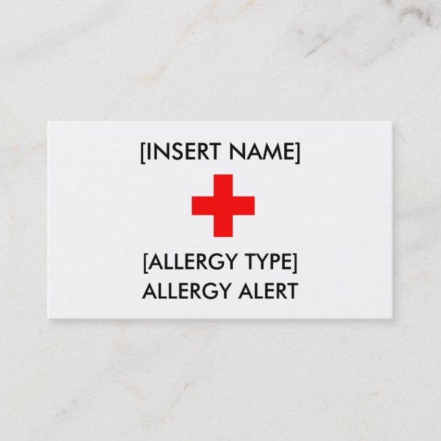 Carte De Visite Alerte allergique ID/I.C.E.Carte (Devant)