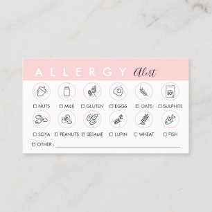 Carte De Visite Alerte d'allergie alimentaire