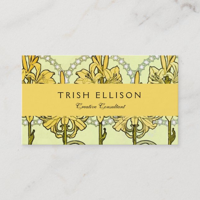 Carte De Visite Alfonse Mucha Art Nouveau Lily motif floral (Devant)
