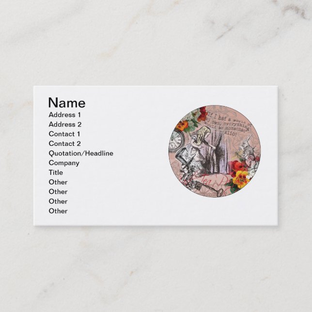 Carte De Visite Alice rideau absurde merveilleuse (Devant)