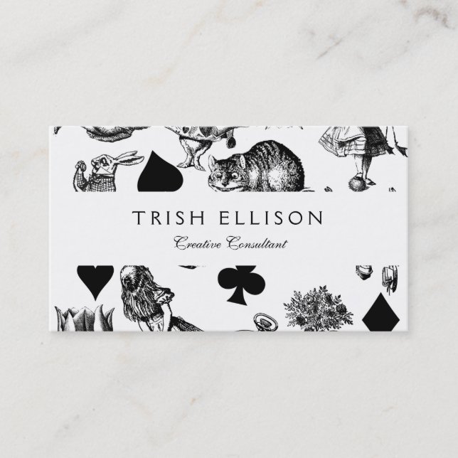 Carte De Visite Alice White Rabbit Wonderland Classic (Devant)