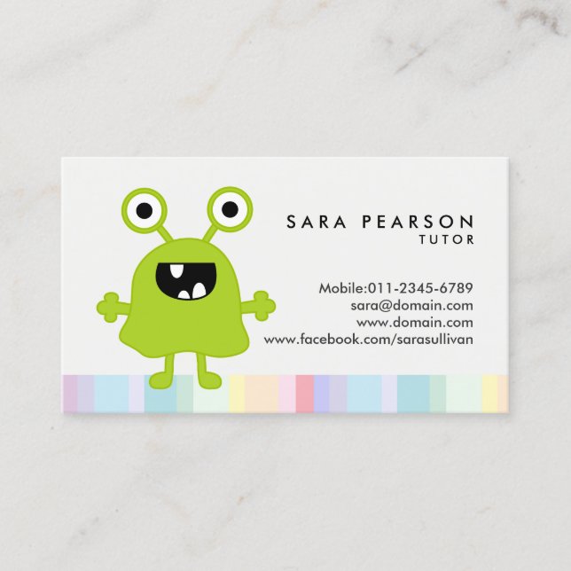 Carte de visite Alien Tutor Cute Green (Devant)