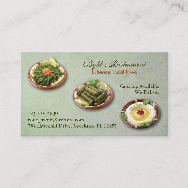Carte de visite alimentaire arabe libanais (Devant)