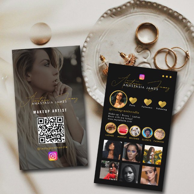 Carte De Visite Alimentation photo Influencer Grille Médias sociau (Influencer Photo Feed Grid Social Media Luxury Business Card)