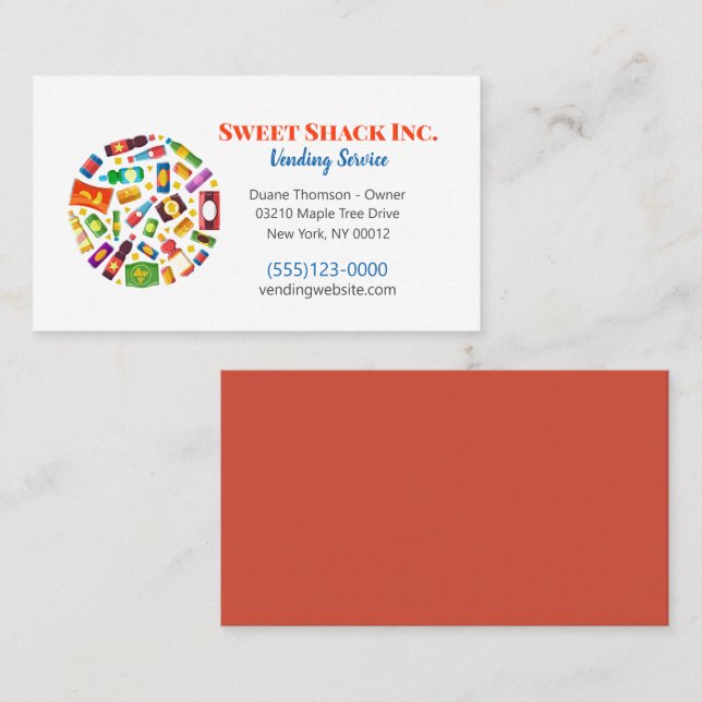 Carte De Visite Alimentation Snack Vendeur Vending Machine Service (Devant / Derrière)