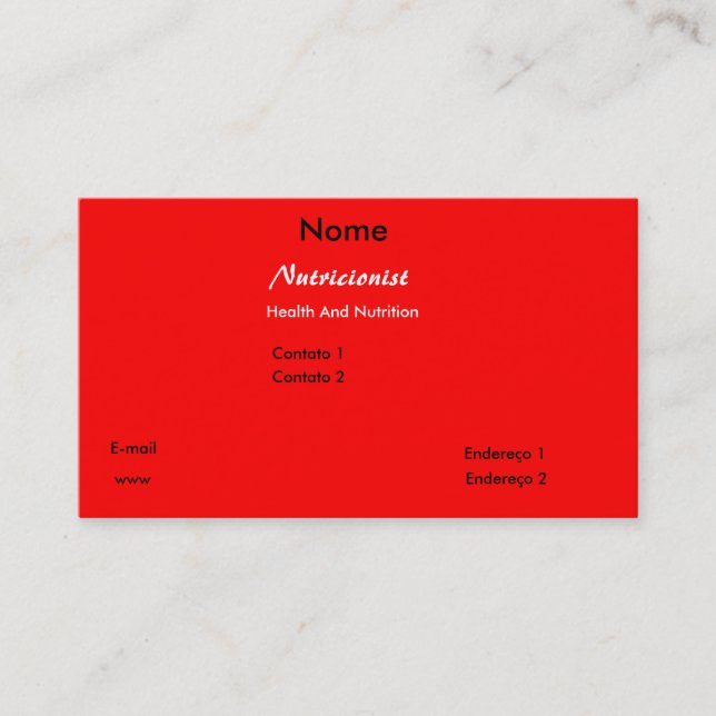 Carte De Visite Aliments Eau (Devant)