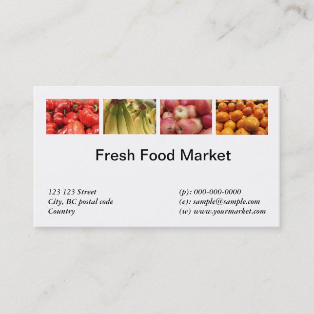 Carte De Visite Aliments frais, fruits, marché aux légumes (Devant)