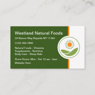 Carte De Visite Aliments Naturels Et Magasin De Nutrition