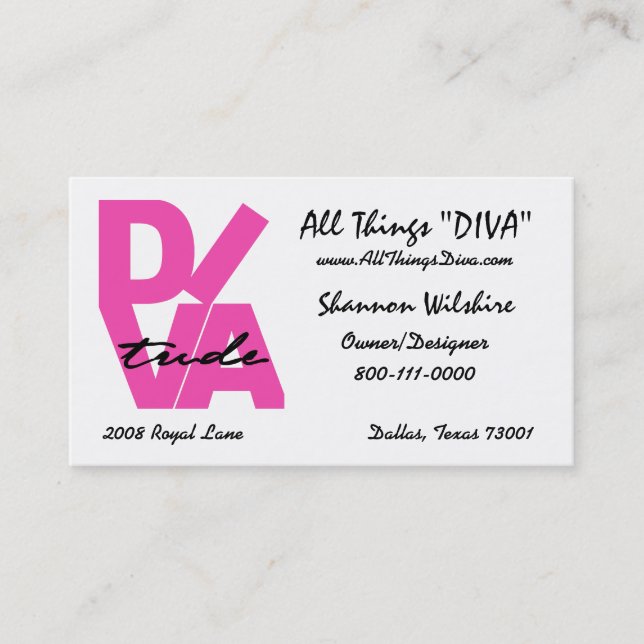Carte De Visite "All Things Diva" (Devant)