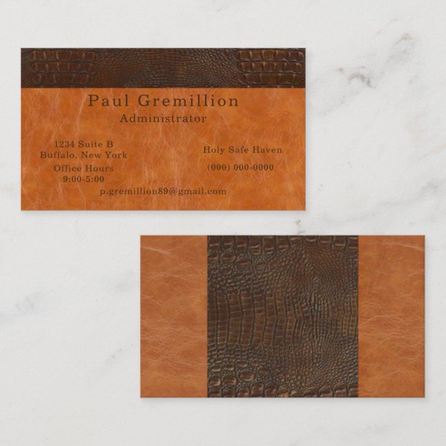Carte De Visite Alligator Brown Masquer Carmel Administrateur en c (Devant / Derrière)
