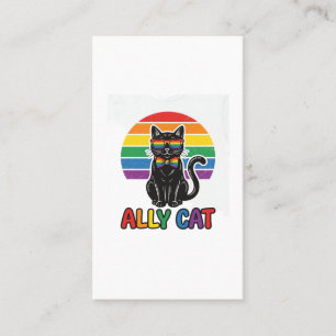 Carte De Visite Ally Cat Rainbow Pride Vintage Chat T-Shirt Design