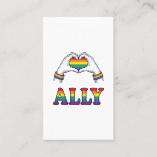 Carte De Visite Ally Rainbow Hands Heart Vintage Pride Conception