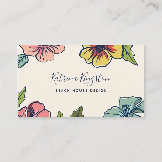 Carte De Visite Aloha floral hawaïen (Devant)